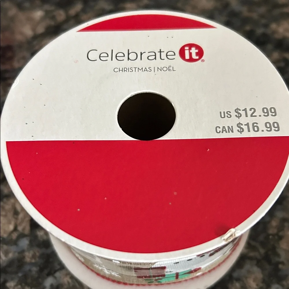 CELEBRATE IT ASSORTED HOLIDAY WIRED RIBBON 2.5 x20 FT LOT OF 3 NWT